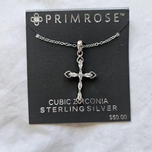 Primrose Sterling Silver Jewel Cross Necklace